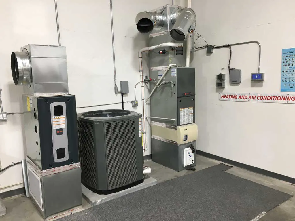 Industrial heating and air conditioning units installed in a facility for Alternative Heating & Air Conditioning Solutions, Inc. in San Carlos.
