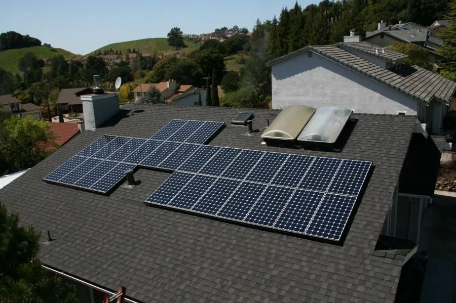 Solar panels installed on a residential rooftop by Century Roof and Solar in Hayward, capturing sunlight to generate clean energy.