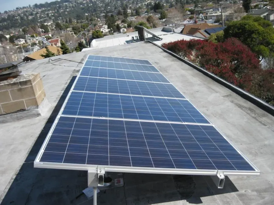 A rooftop installation of solar panels by High Definition Solar in Concord, showcasing their commitment to renewable energy solutions.