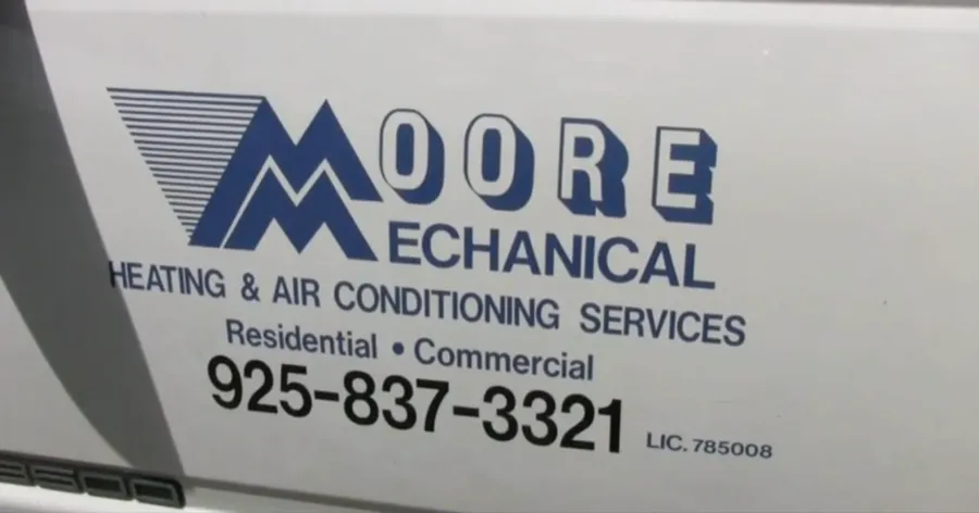 Image showing the Moore Mechanical Heating & Air Conditioning logo with contact details in Dublin.